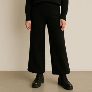 Amanda Uprichard Black Charlett Cozy Pant XS Wide-Leg Trousers Loungewear NWOT